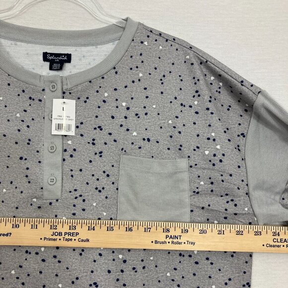 New Splendid Gray Polka Dot Athleisure Round Neck Sweatshirt size Large - Picture 5 of 9